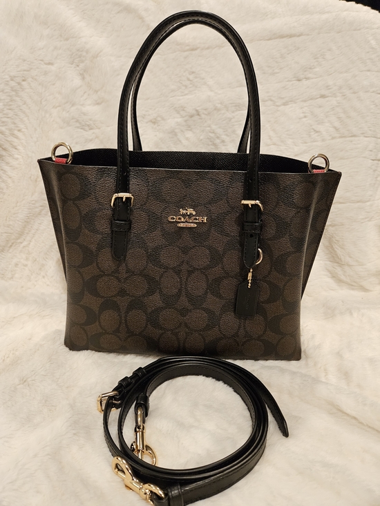 Coach Handbags - Coach Mollie 25 Tote Bag In Dark Brown Signature Canvas